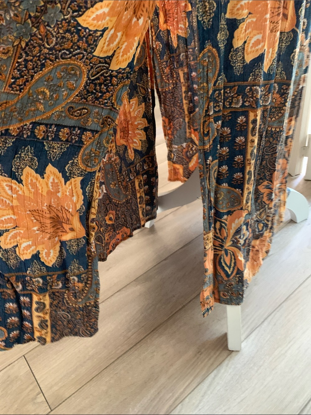 Angie Bohemian Floral Maxi Dress in blue and orange hues. - Picture 5 of 5